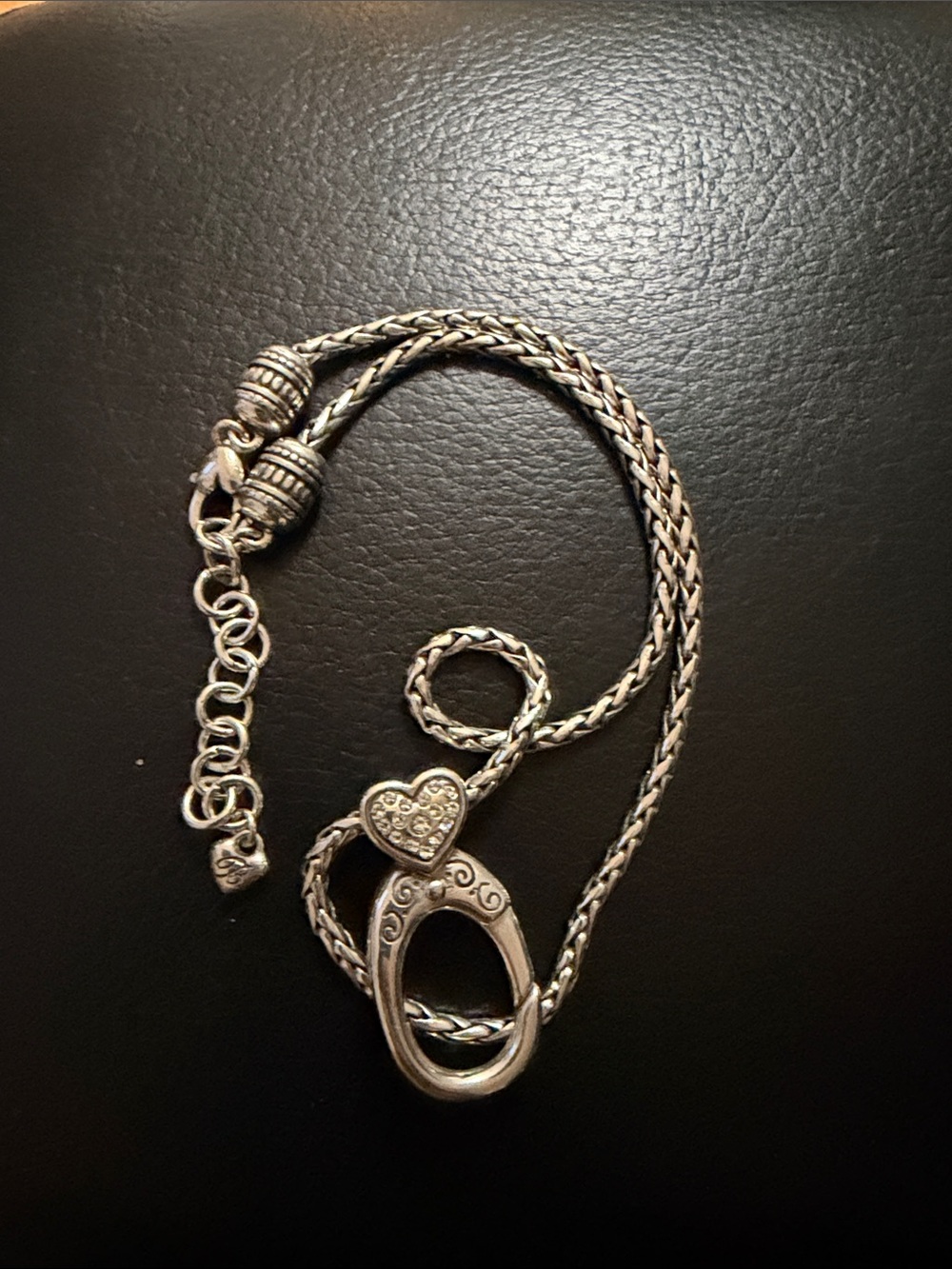 Brighton Silver Heart Toggle Necklace with Crystal Accents